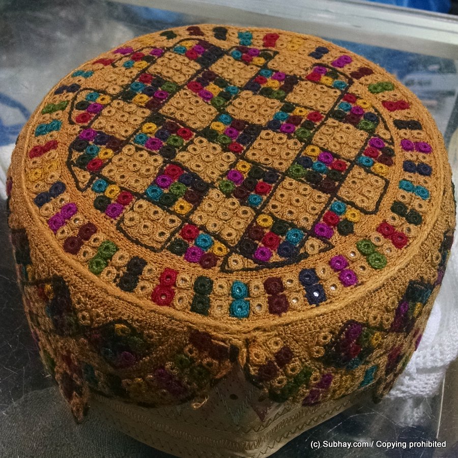 Light Browni Color Saeedabad / Zardari Sindhi Cap / Topi (Hand Made) MK-253-4